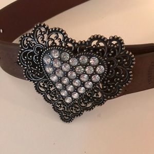 Levi's Western Style Rhinestone Heart Buckle Belt